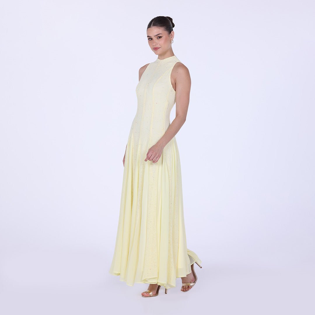 Pleats Aline Skirt Maxi Dress - shopaleena