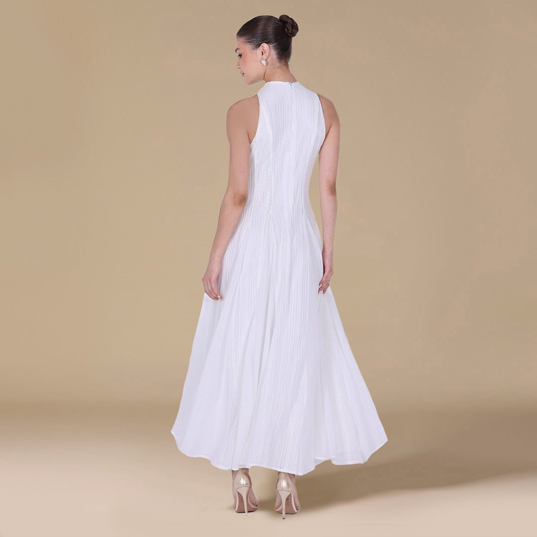 Pleats Aline Skirt Maxi Dress - shopaleena