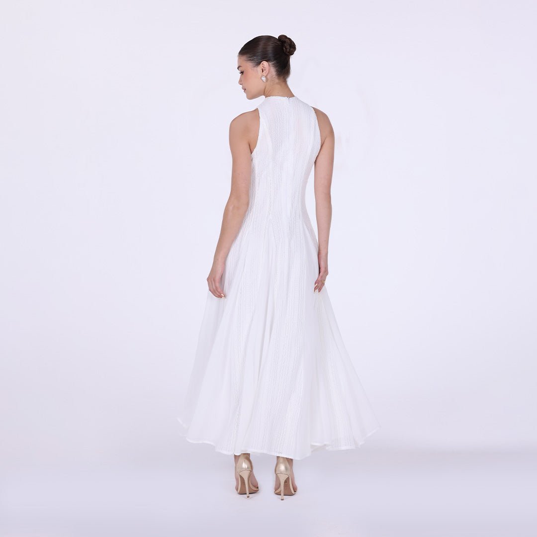 Pleats Aline Skirt Maxi Dress - shopaleena