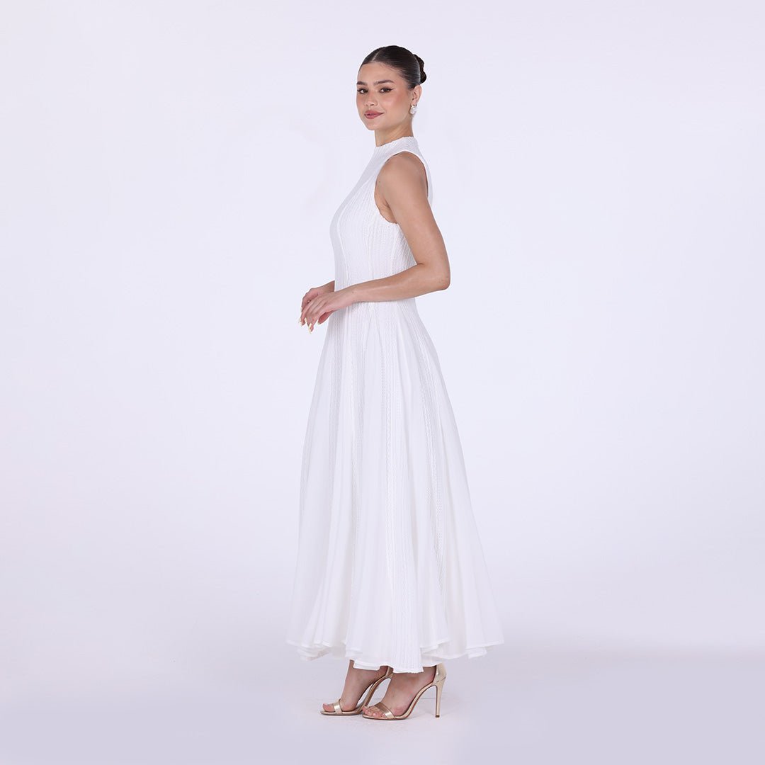 Pleats Aline Skirt Maxi Dress - shopaleena