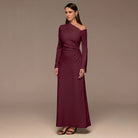 Plum Bare shoulder Crepe Maxi Dress - shopaleena