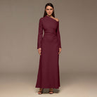 Plum Bare shoulder Crepe Maxi Dress - shopaleena