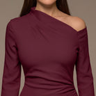 Plum Bare shoulder Crepe Maxi Dress - shopaleena