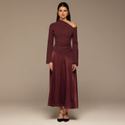Plum Crepe & Satin One Shoulder Maxi Dress - shopaleena