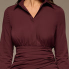 Plum Draped Waist Maxi Poplin Dress - shopaleena