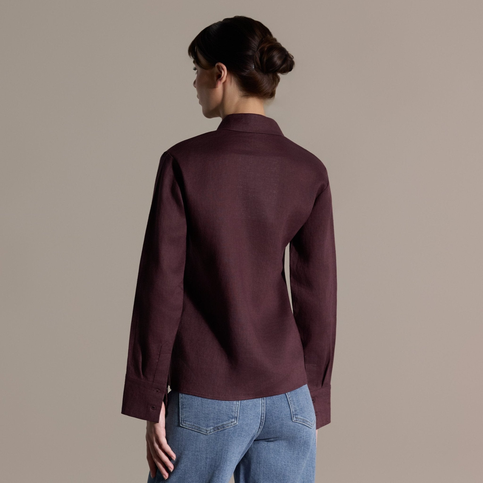 Plum Linen Classic Shirt - shopaleena