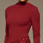 Plum Long Sleeve Lace - Overlay Crepe Dress - shopaleena