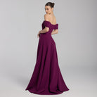 Plum Off - Shoulder Crepe Gown - shopaleena