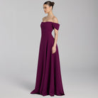 Plum Off - Shoulder Crepe Gown - shopaleena
