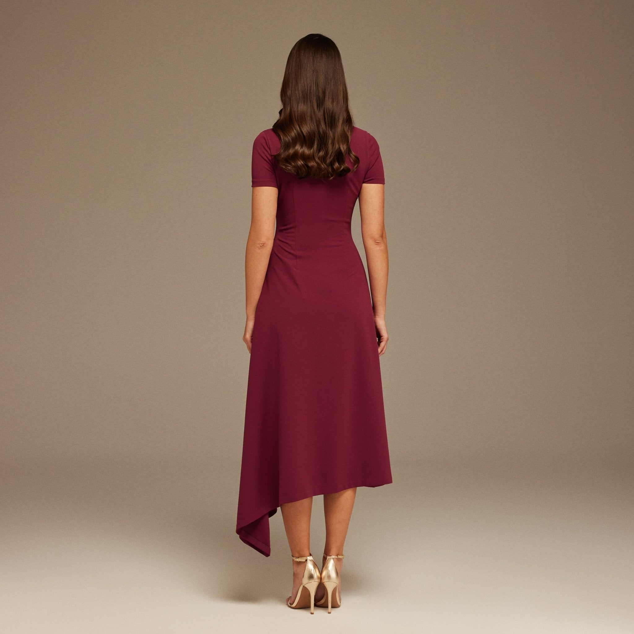 Plum one - shoulder asymmetric Midi Dress - shopaleena