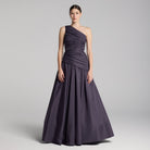 Plum One Shoulder Ruched Gown - shopaleena