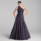 Plum One Shoulder Ruched Gown - shopaleena