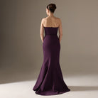 Plum Sleeveless Crepe Gown with Detailed Top - shopaleena