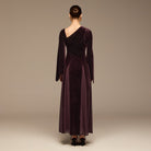 Plum Velvet Chiffon One - Shoulder Maxi Dress - shopaleena
