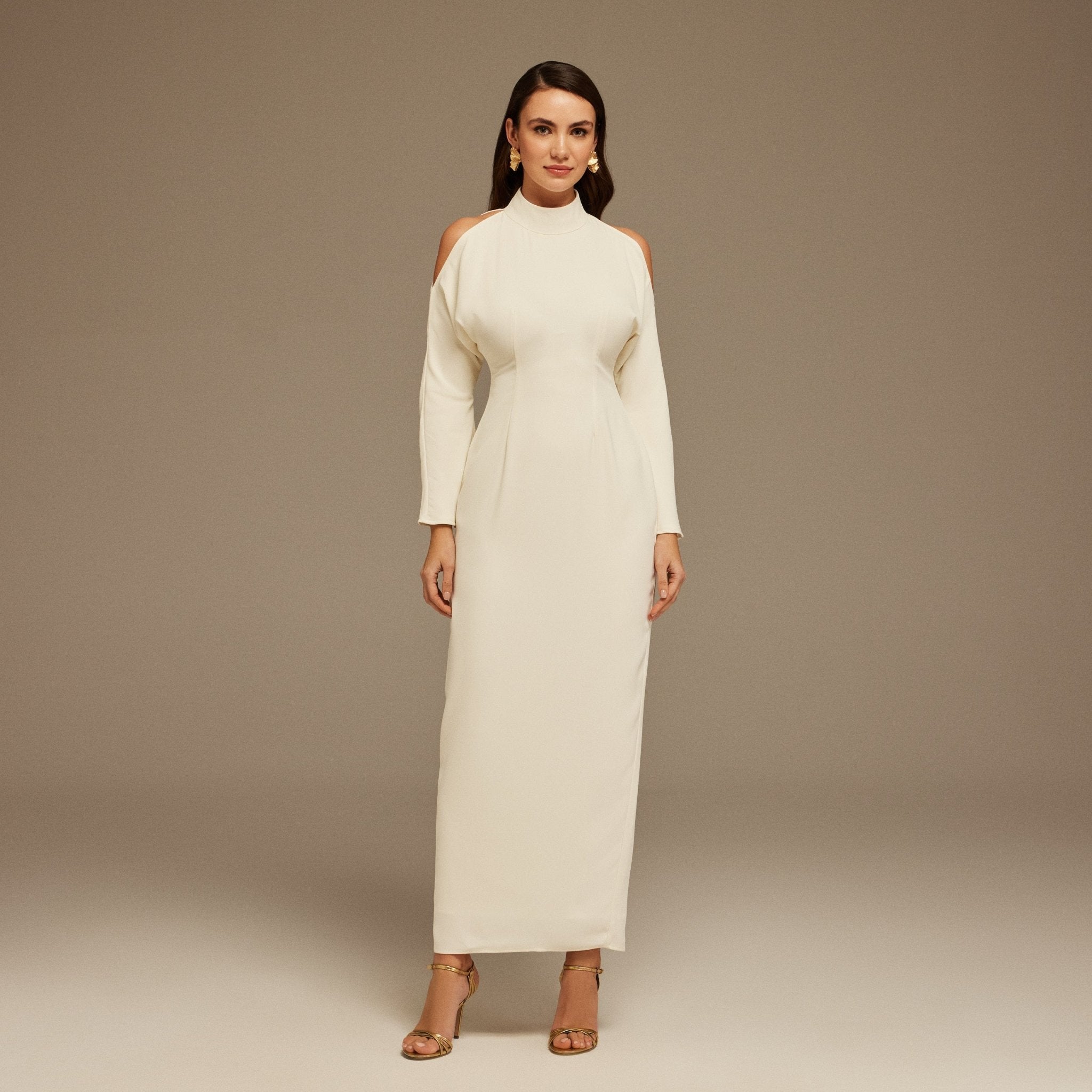 Poet Shoulder Long Sleeve Maxi Dress - shopaleena