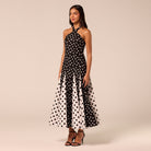 Polka Dot Halter Neck Poplin Midi Dress - shopaleena