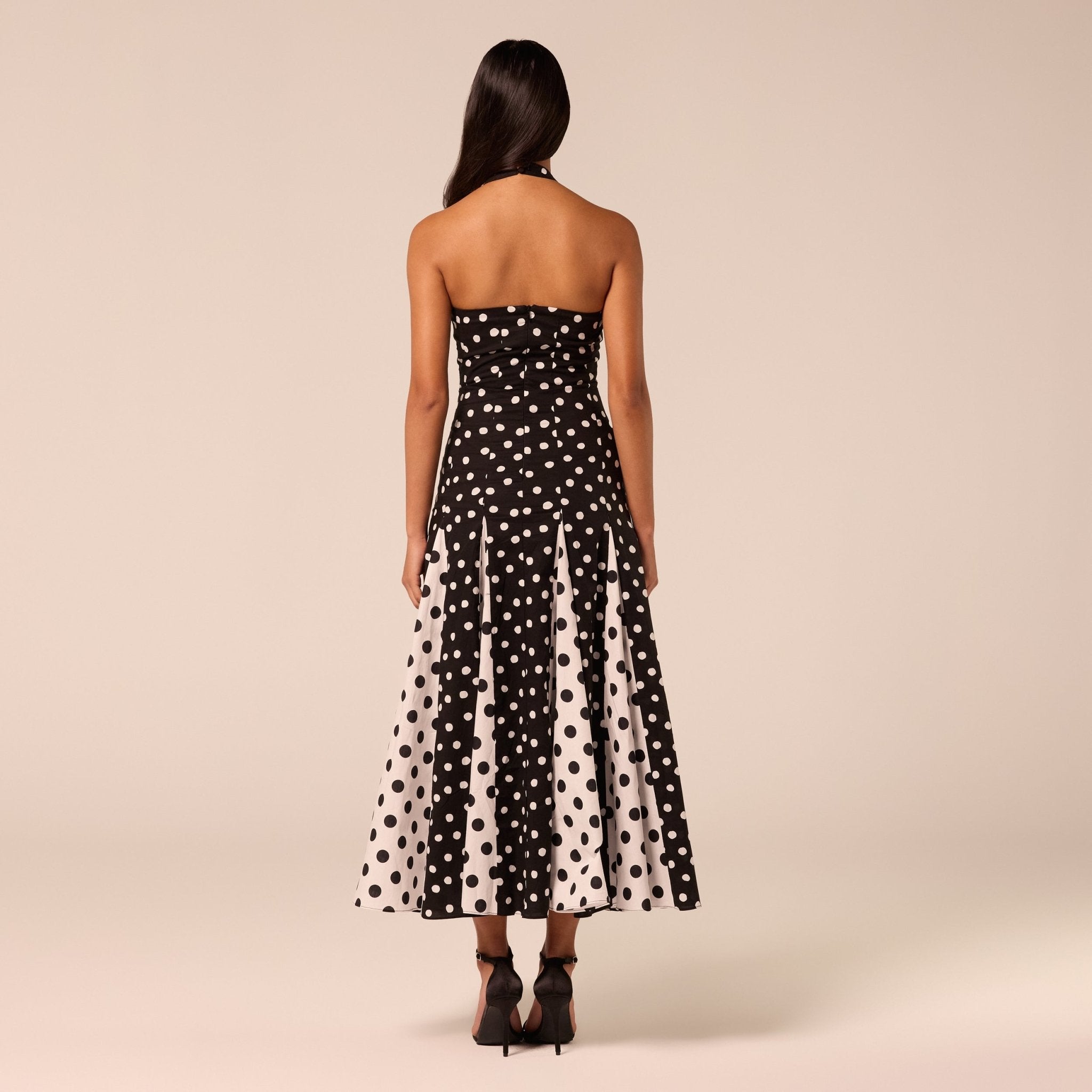 Polka Dot Halter Neck Poplin Midi Dress - shopaleena
