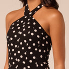 Polka Dot Halter Neck Poplin Midi Dress - shopaleena