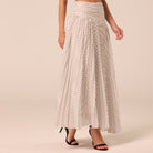 Polka Dot Pleated Chiffon Skirt - shopaleena