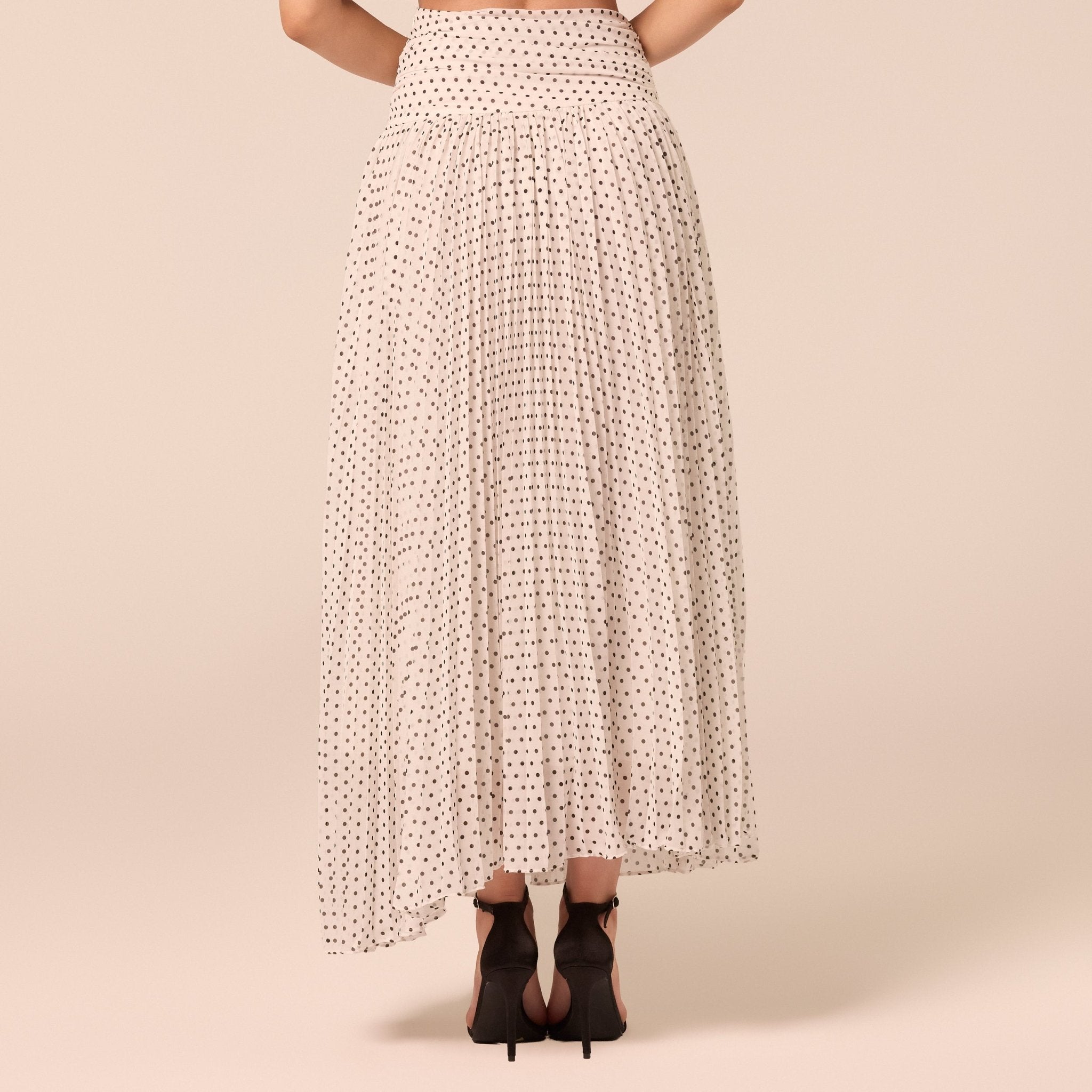 Polka Dot Pleated Chiffon Skirt - shopaleena