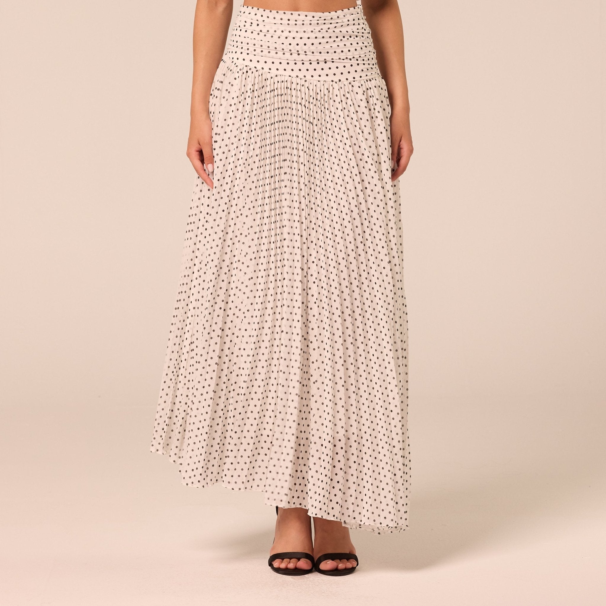 Polka Dot Pleated Chiffon Skirt - shopaleena
