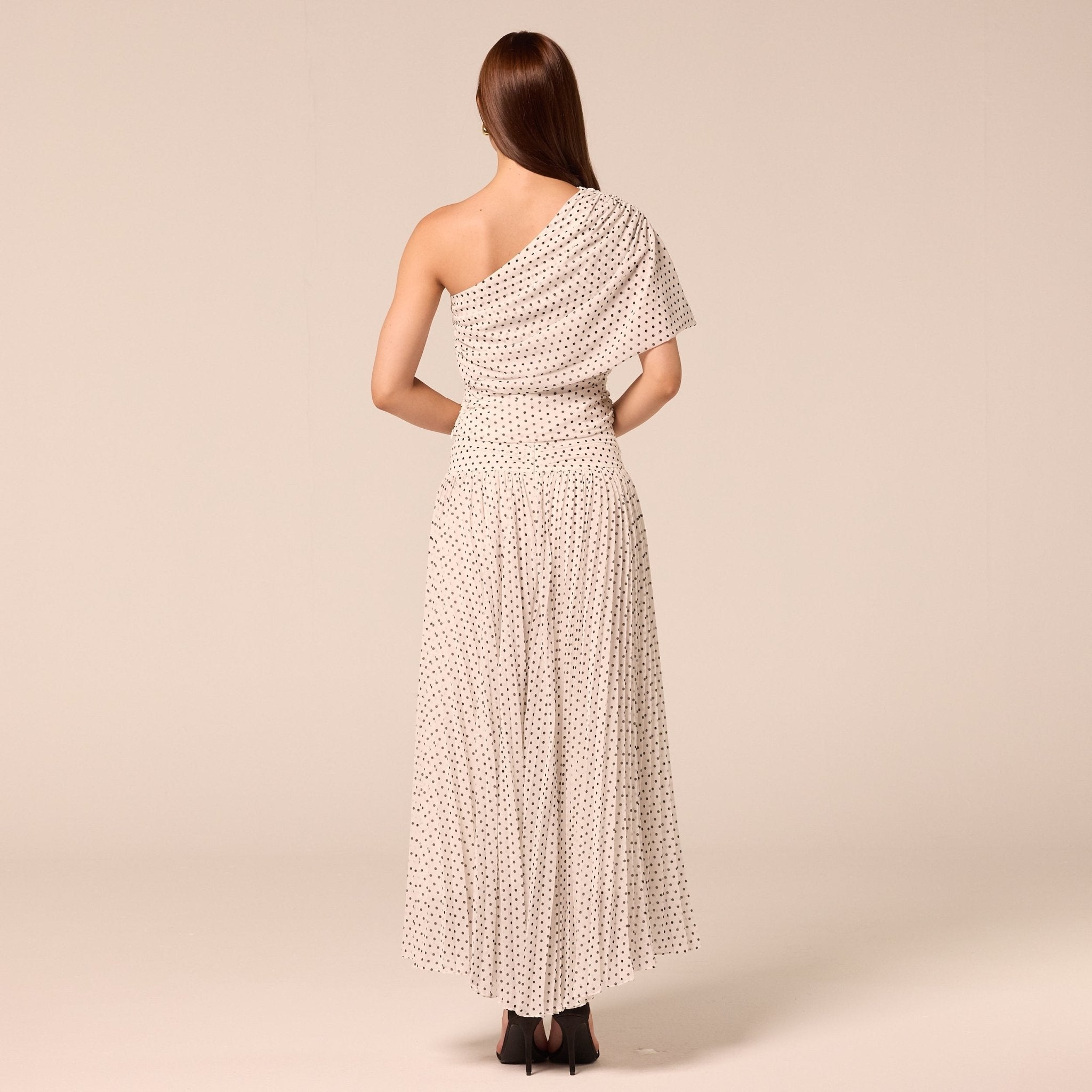 Polka Dot Pleated Chiffon Skirt - shopaleena