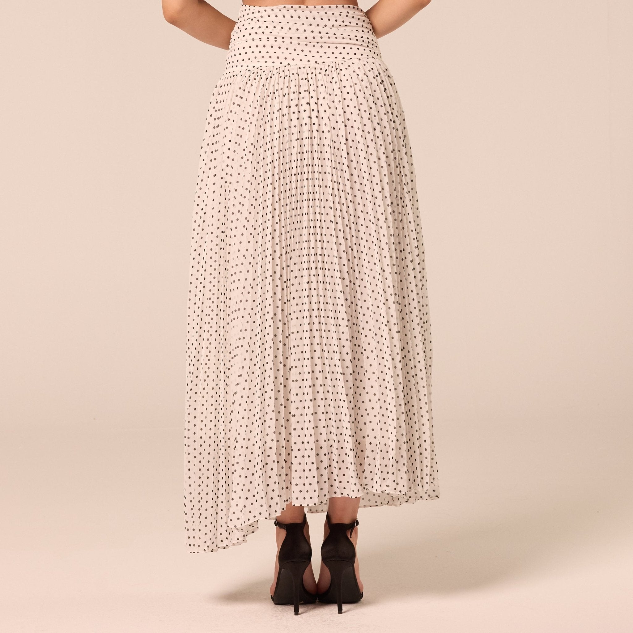 Polka Dot Pleated Chiffon Skirt - shopaleena