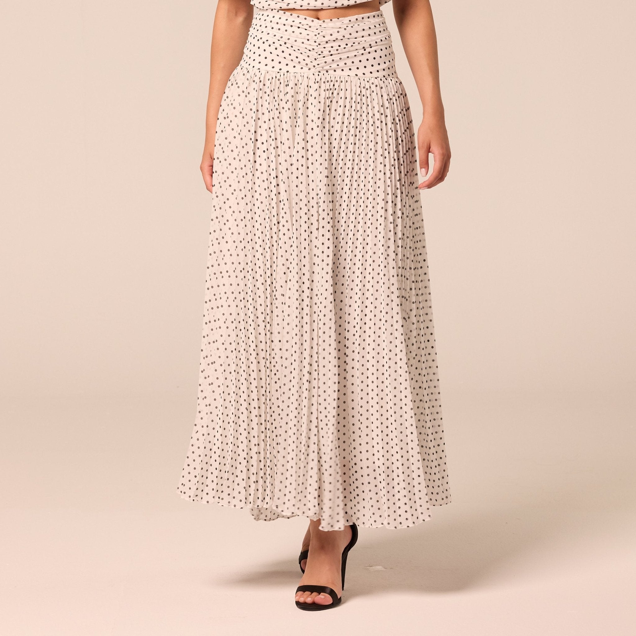 Polka Dot Pleated Chiffon Skirt - shopaleena