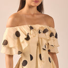 Polka Dot Ruffle Tencel Dress - shopaleena
