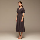 Poplin Cotton Puffy Sleeve Dress - shopaleena