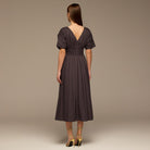 Poplin Cotton Puffy Sleeve Dress - shopaleena