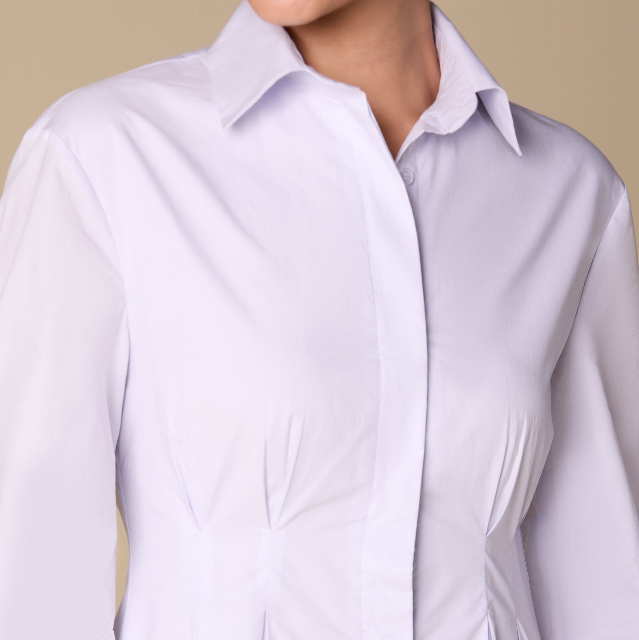 Poplin Pleated Maxi Shirt Dress with Hidden Buttons - shopaleena