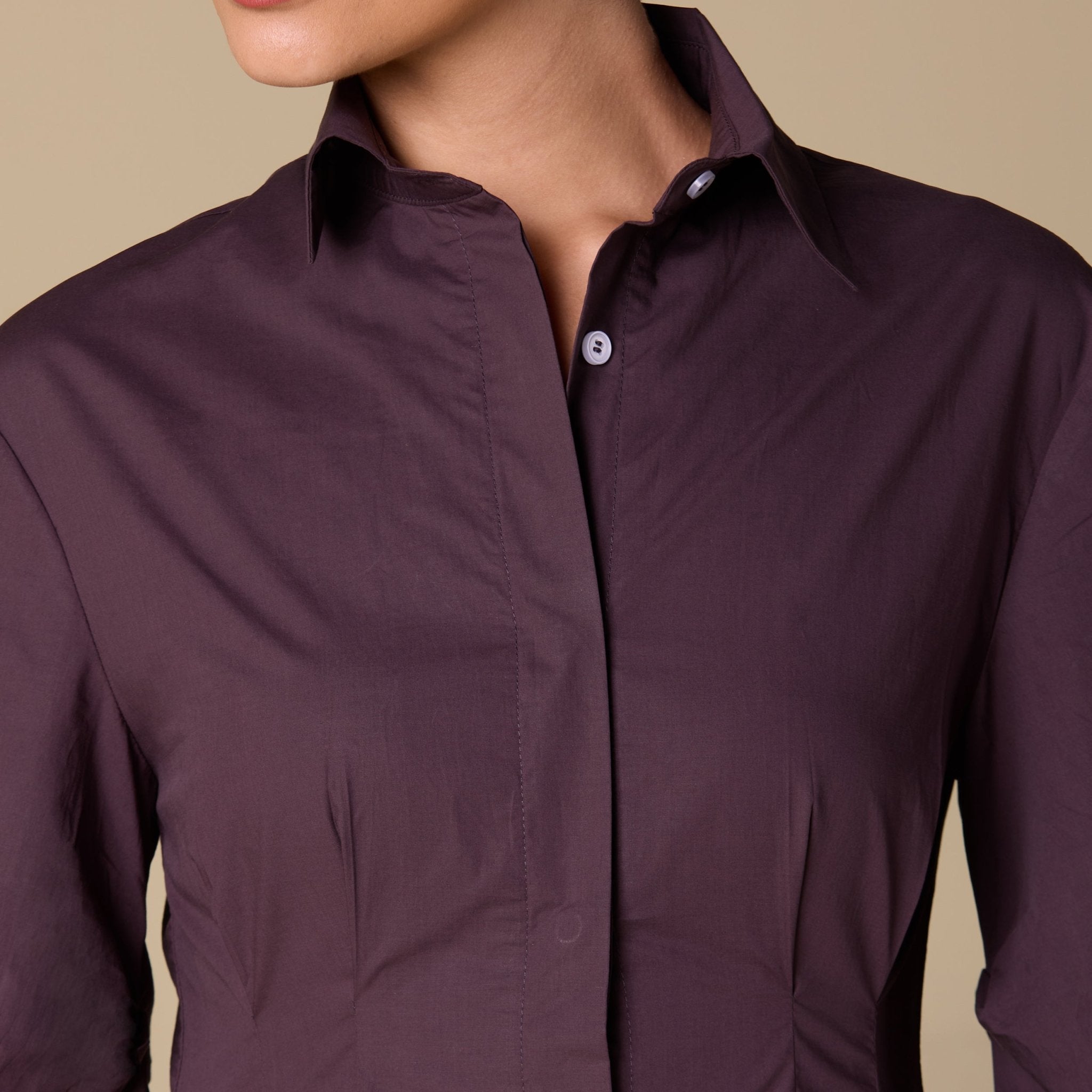 Poplin Pleated Maxi Shirt Dress with Hidden Buttons - shopaleena