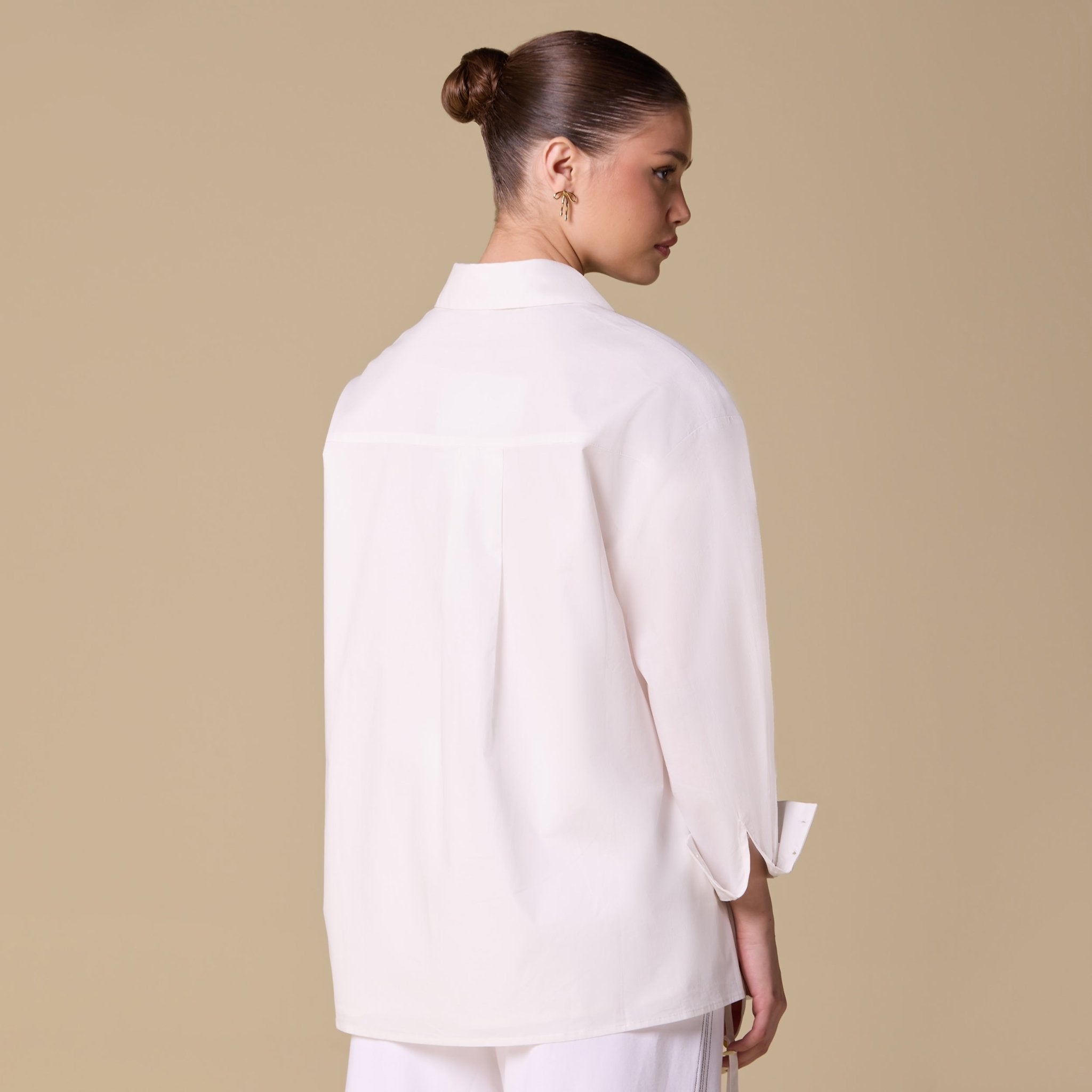 Poplin Shirt with Side Ribbon - shopaleena