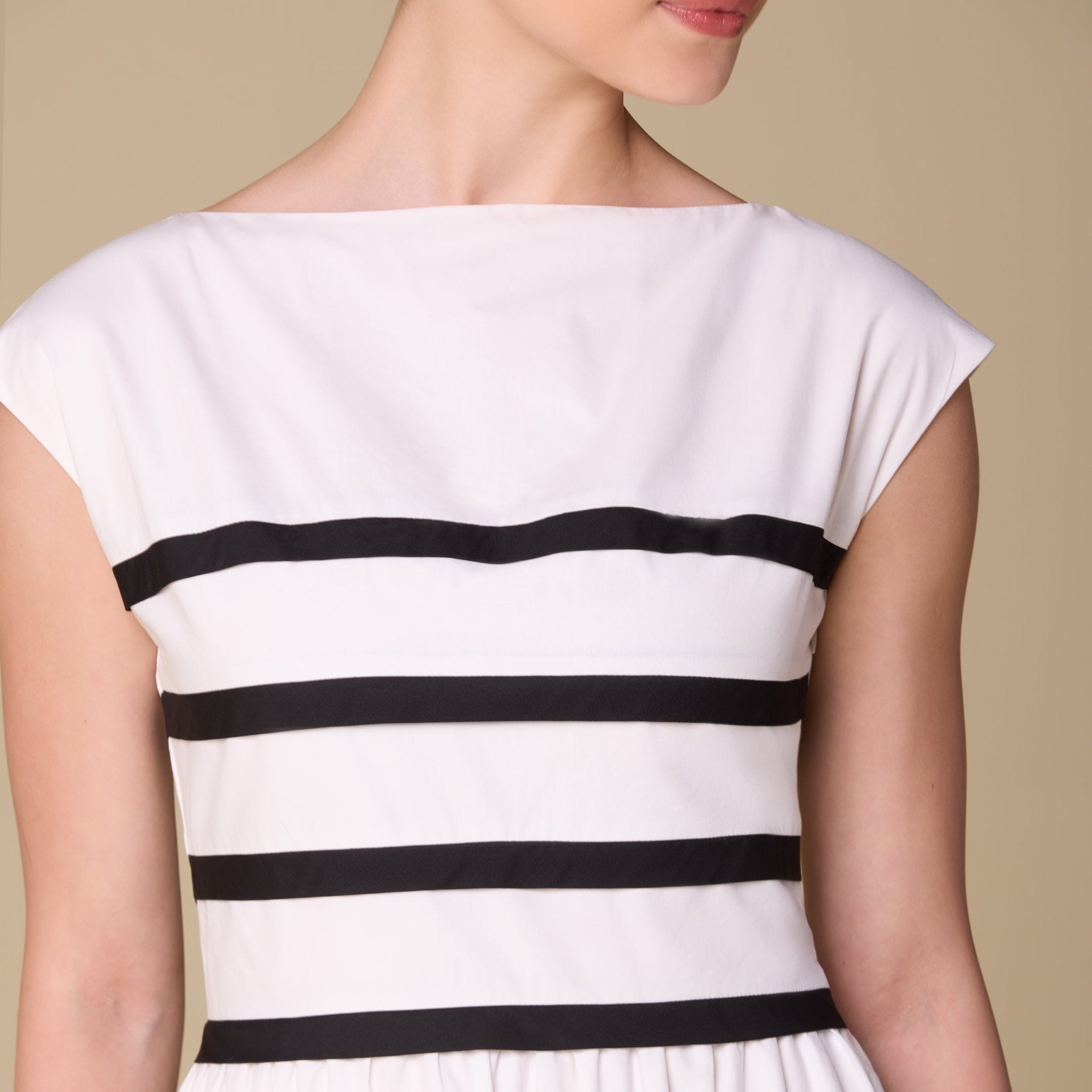 Poplin Striped Flared A Line Midi Dress - shopaleena