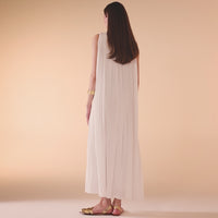 Sleeveless Crepe Pleated Dress