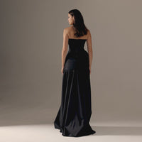 Strapless Ruched Taffeta Floor Length Dress