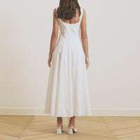 Fitted Waist Midi A-line Dress in Cotton
