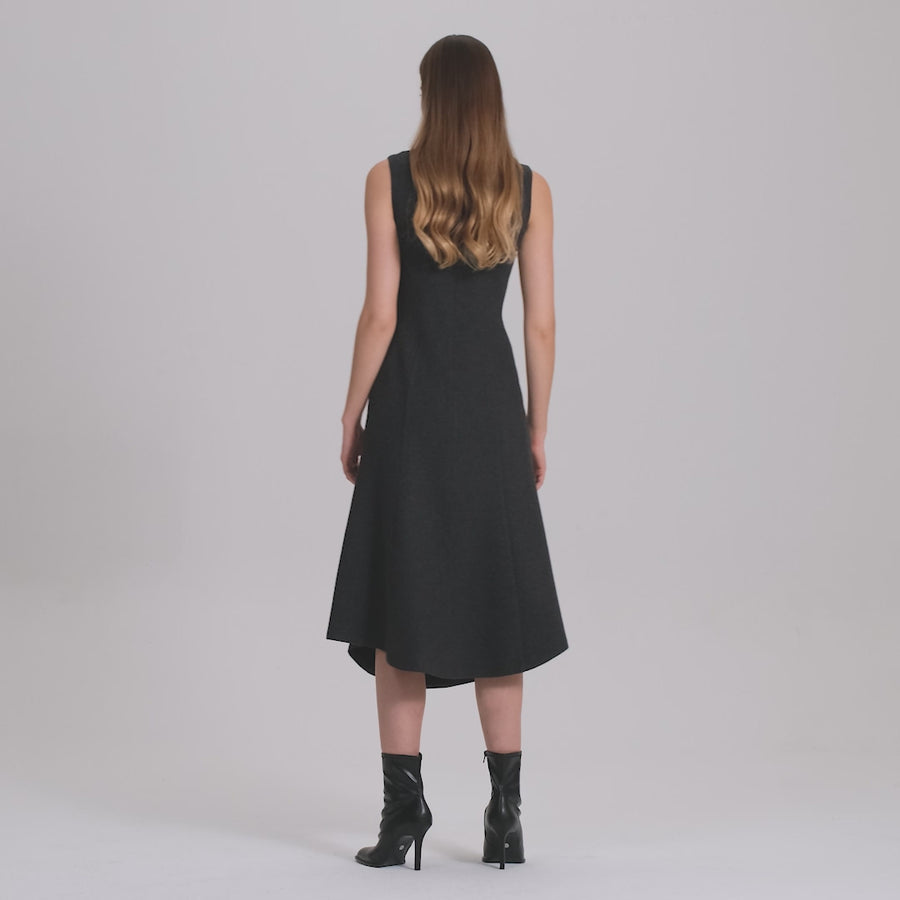 Virgin wool Asymmetric Midi Dress