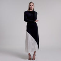 Asymmetric Neckline Pleated Maxi Dress