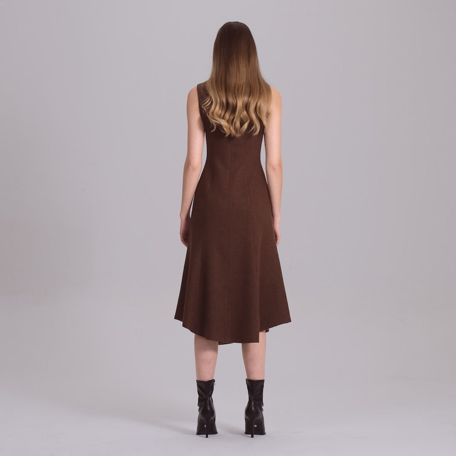 Virgin wool Asymmetric Midi Dress