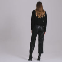 High waist leather trouser