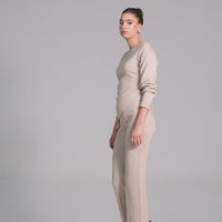 High waist knitted flare pant