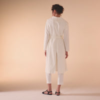 Off White Light Linen Trench Coat