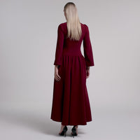 Crepe Long Sleeve A-line Maxi Dress