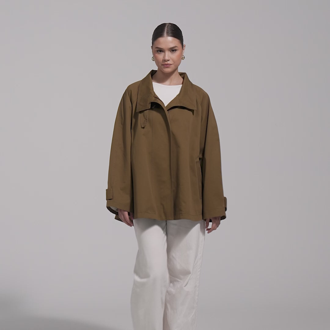 Camel Twill Cape Trench Coat – shopaleena