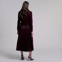 Pleated Leather Midi Skirt