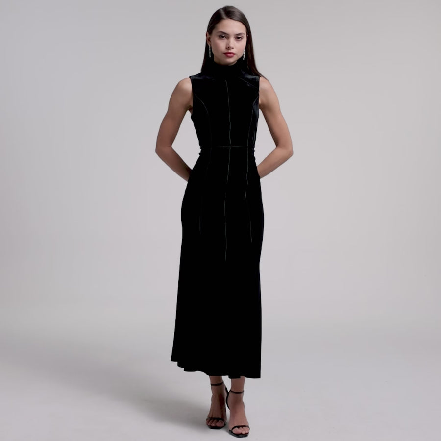 Velvet A-line Sleeveless Dress