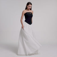 Crepe-Taffeta Contrast Gown