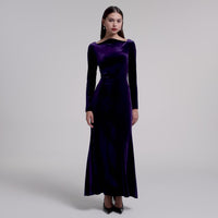 Purple Velvet Bodycon Maxi Dress